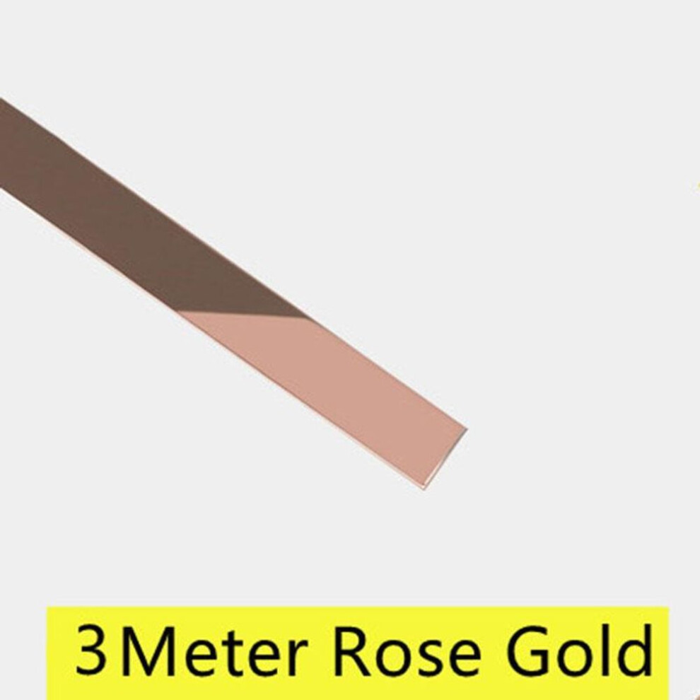 (rose gold, width 25mm) 3 Meter stainless steel flat decorative lines self adhesive mirror wall sticker Living Room Background Wall Ceiling edge Strip
