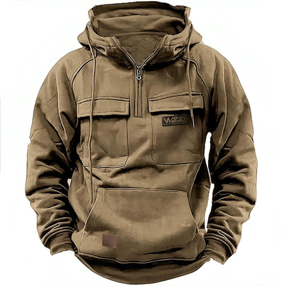 (khaki, XXL) New Men&apos;s Autumn Hoodies Sweatshirts Casual Hoodie Jacket for Men Winter Coats