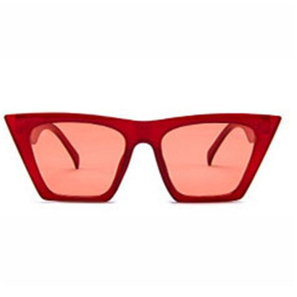 (Red) Brand Designer Fashion Vintage Large Framed Square Retro Beach Eyewear Accessories Women Sunglasses Shades