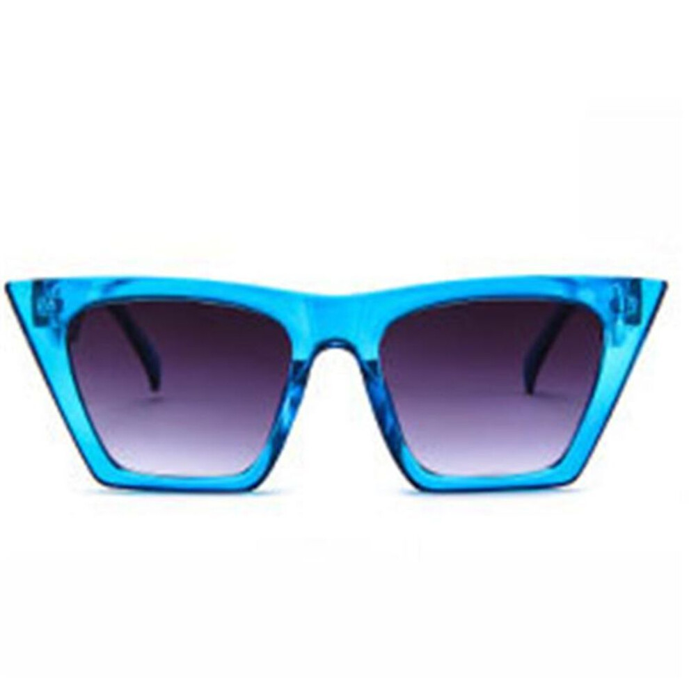 (Blue) Brand Designer Fashion Vintage Large Framed Square Retro Beach Eyewear Accessories Women Sunglasses Shades