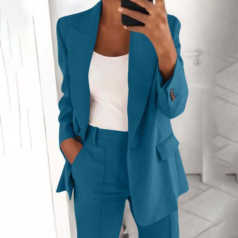 (navy, XXXL) Women&apos;s Fashion Lapel Slim Cardigan Temperament Suit Jacket