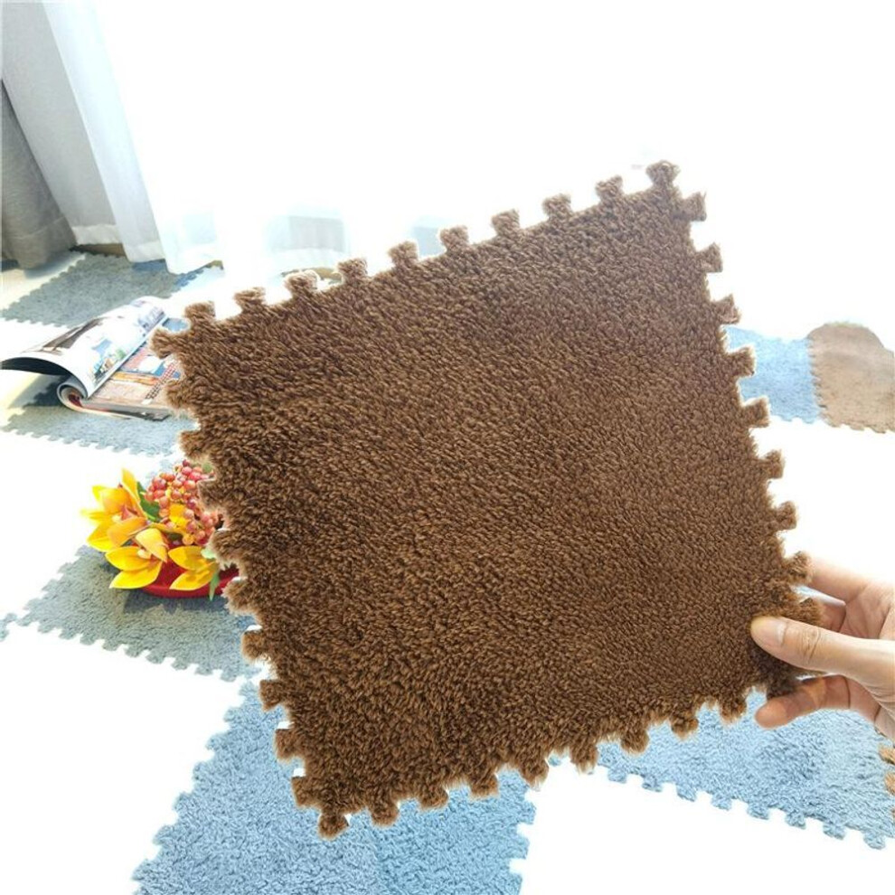 (chocolate, 10pcs) Plush Kids Play Mat, EVA Foam, Puzzle Interlock, 30*30 CM