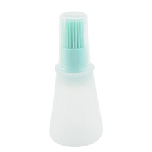 (A, Light Green) Portable Oil Silicone Brush Bottle Dispenser Grill BBQ Baking Kitchen Cook Tool