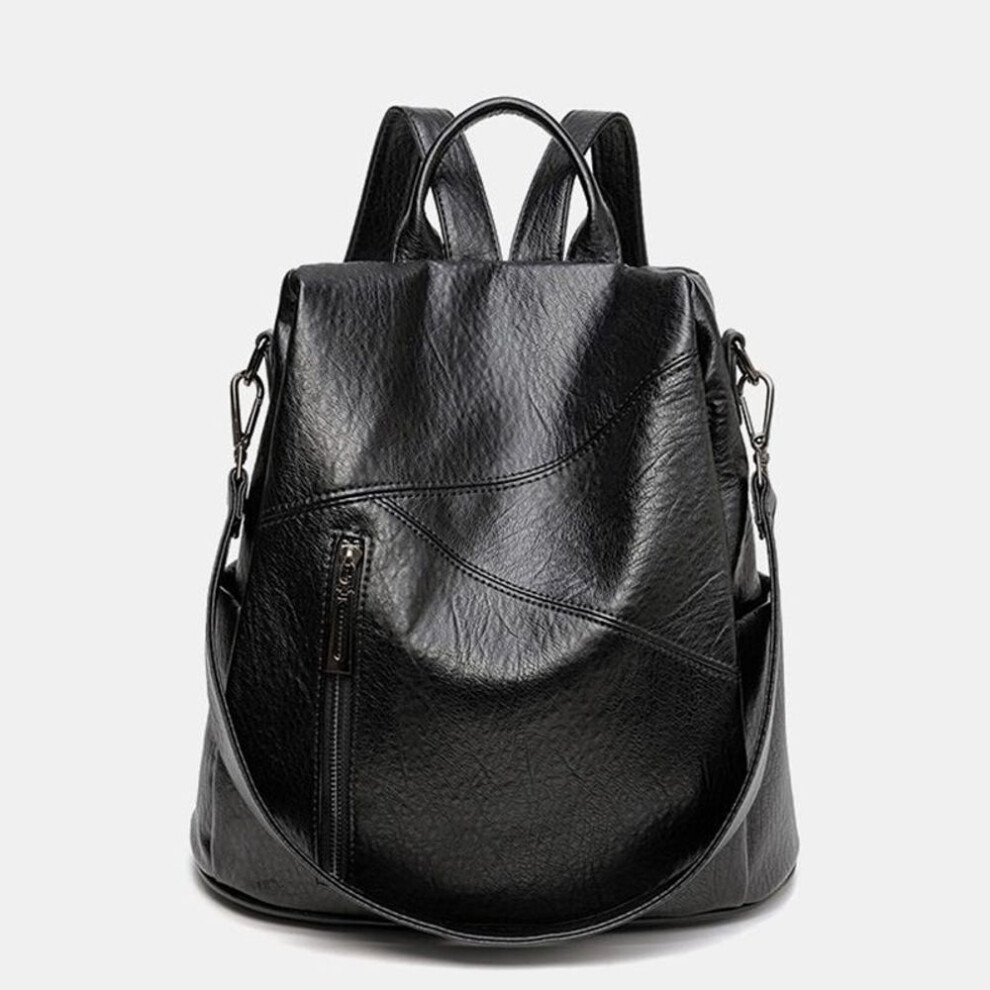 (black) Women Backpacks Soft Leather Fashion Back Bag Brand Female Travel Bags Backbags Large Capacity School Bag