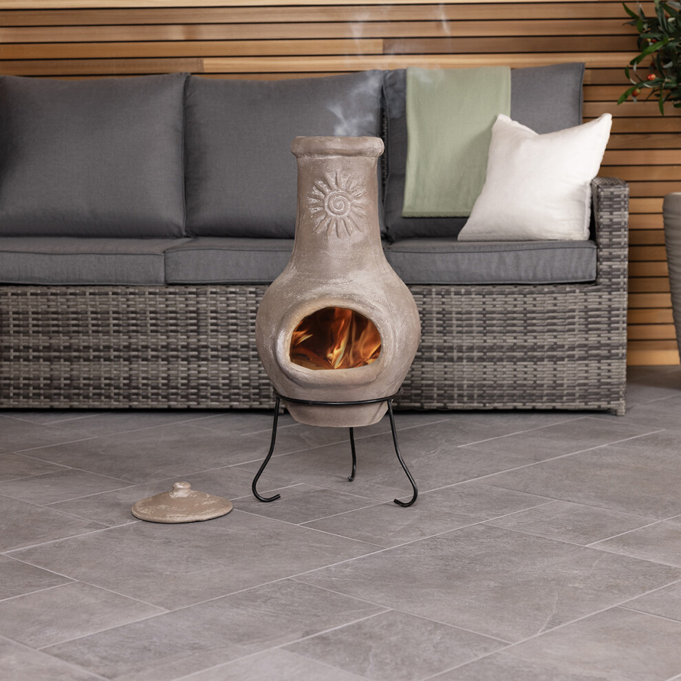 Charles Bentley Outdoor Medium Natural Clay Chiminea Patio Heater