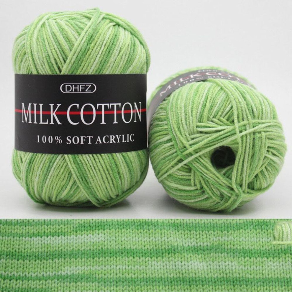 (Green) Handmade DIY Crochet Yarn With Gradient Milk Cotton Medium Thick Baby Thread Baby Thread