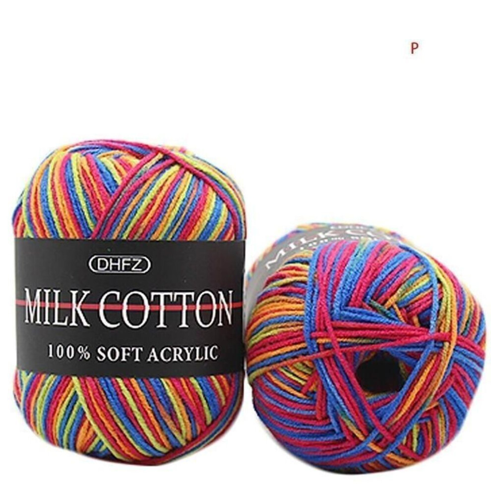 (Red) Handmade DIY Crochet Yarn With Gradient Milk Cotton Medium Thick Baby Thread Baby Thread