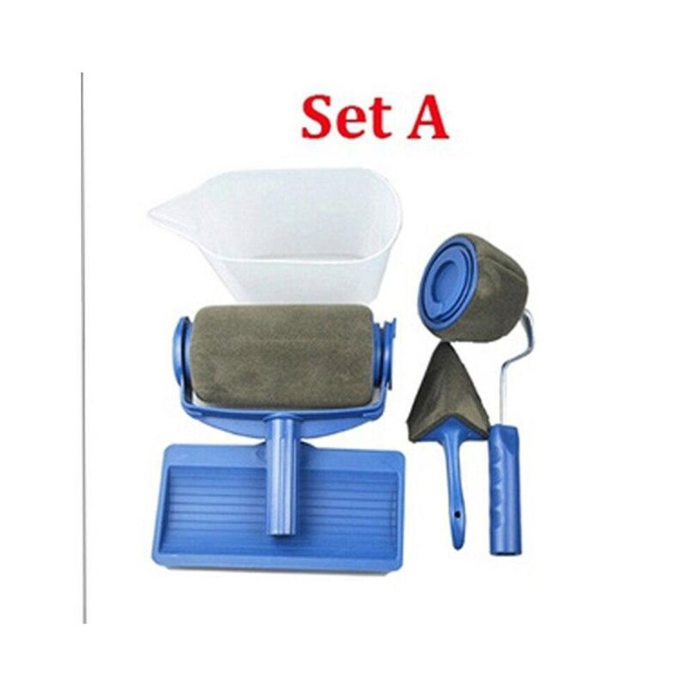 (Set A) Multifunctional Wall Decorative Paint Roller Corner Brush Handle Tool DIY Household Easy to Operate Painting Brushes Kit
