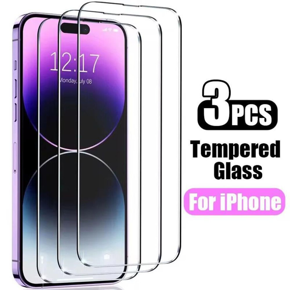 (iPhone 15 pro) 3PCS Tempered Glass For iPhone 16 15 14 13 12 11 Pro Max Protective Glass On iPhone 16 15 14 13 12 11 XR XS Max Screen Protector