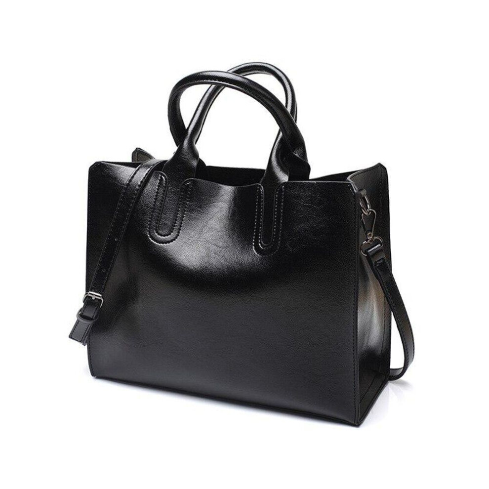 (black) Leather Handbags Female Top-Handle Bag Vintage Women's Bags Women Shoulder Bags Large Capacity Tote