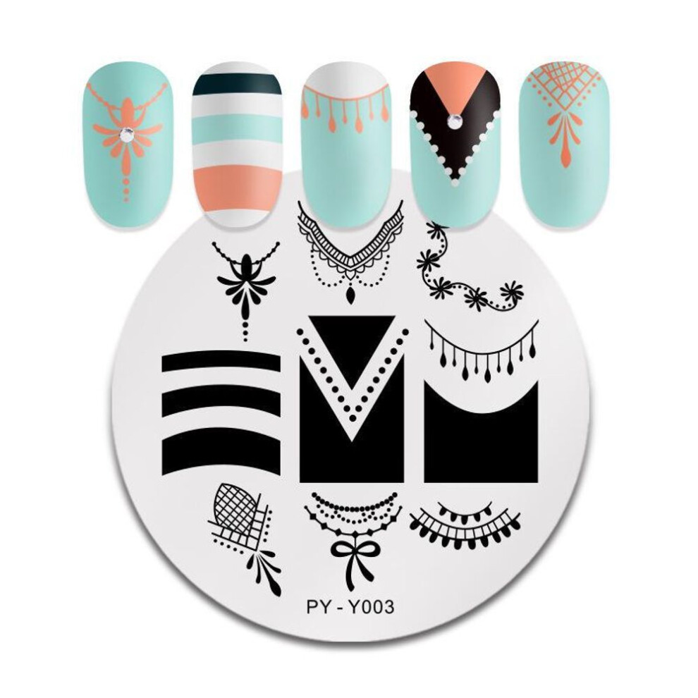 (Y003) DIY Nail Art Round Stamp Plates Stainless Steel Nail Art Image Templates 9 Different Patterns