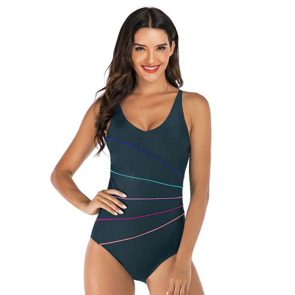 (grey, S) TUINANLE Onepiece Swimsuit Women Vintage Swimwear Bathing Suit Summer Beach Momokini