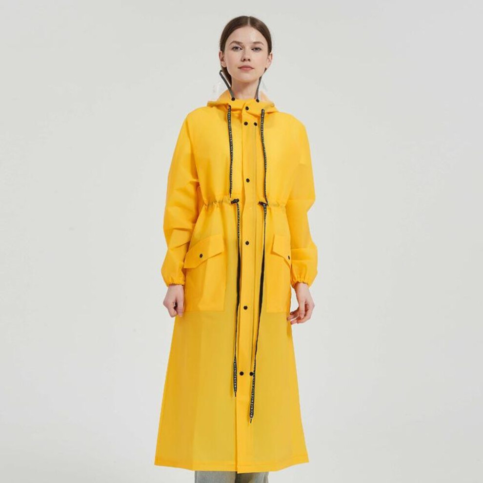 (yellow, M) EVA Long Raincoat Unisex Male Women Rain Coats Poncho Suit Jacket Tourist Bike Ladies Running Hooded Hiking Rainwears Waterproof