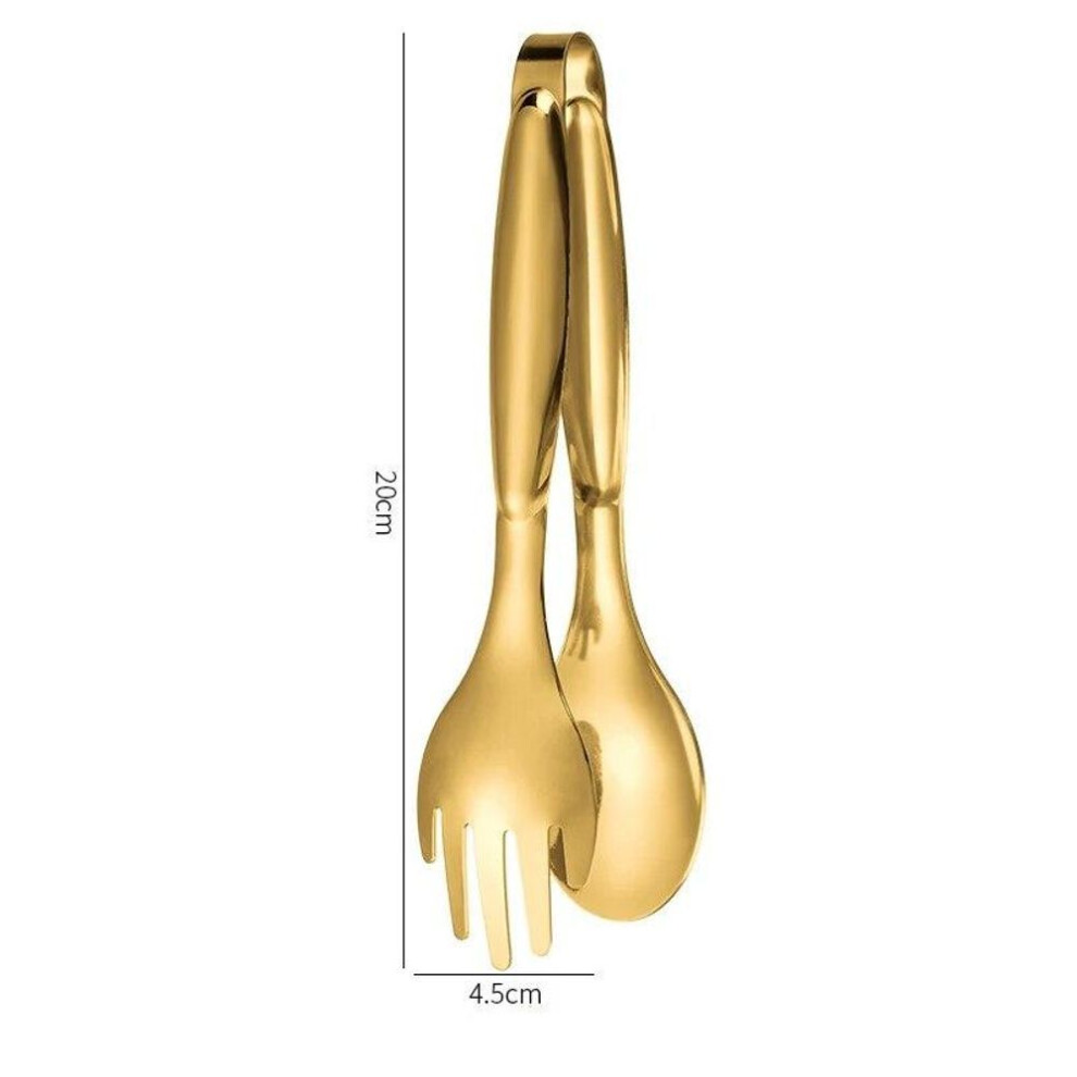 (Gold) Non-Slip Stainless Steel Food Tongs Meat Salad Bread Serving Tongs For Barbecue Kitchen Accessories Cooking Utensils