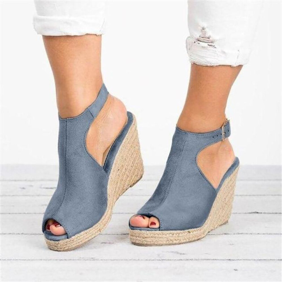 (gray, 41) Plus Size Platform Sandals Wedges Shoes For Women Heels Sandals Summer Clog