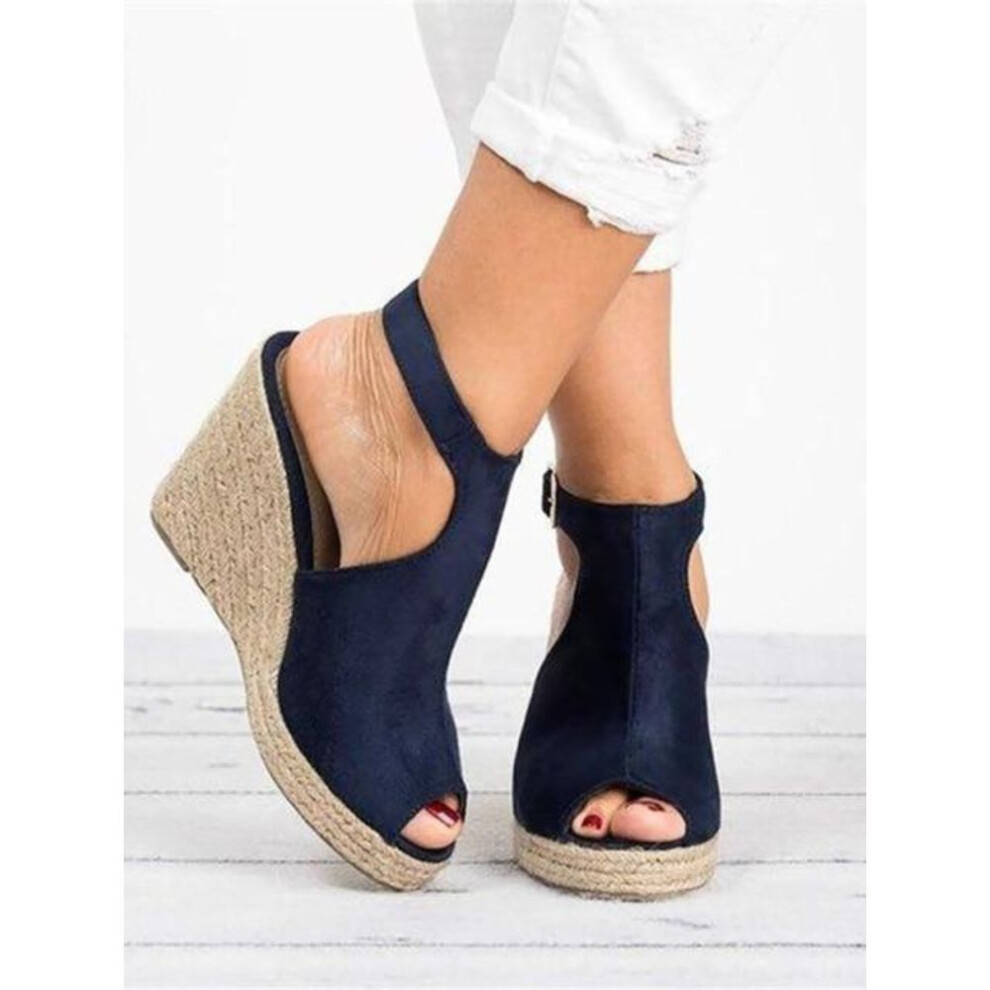 (blue, 37) Plus Size Platform Sandals Wedges Shoes For Women Heels Sandals Summer Clog