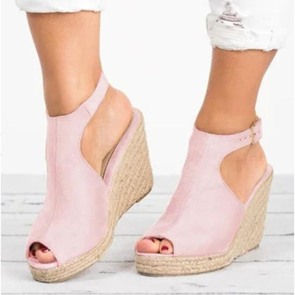 (pink, 35) Plus Size Platform Sandals Wedges Shoes For Women Heels Sandals Summer Clog