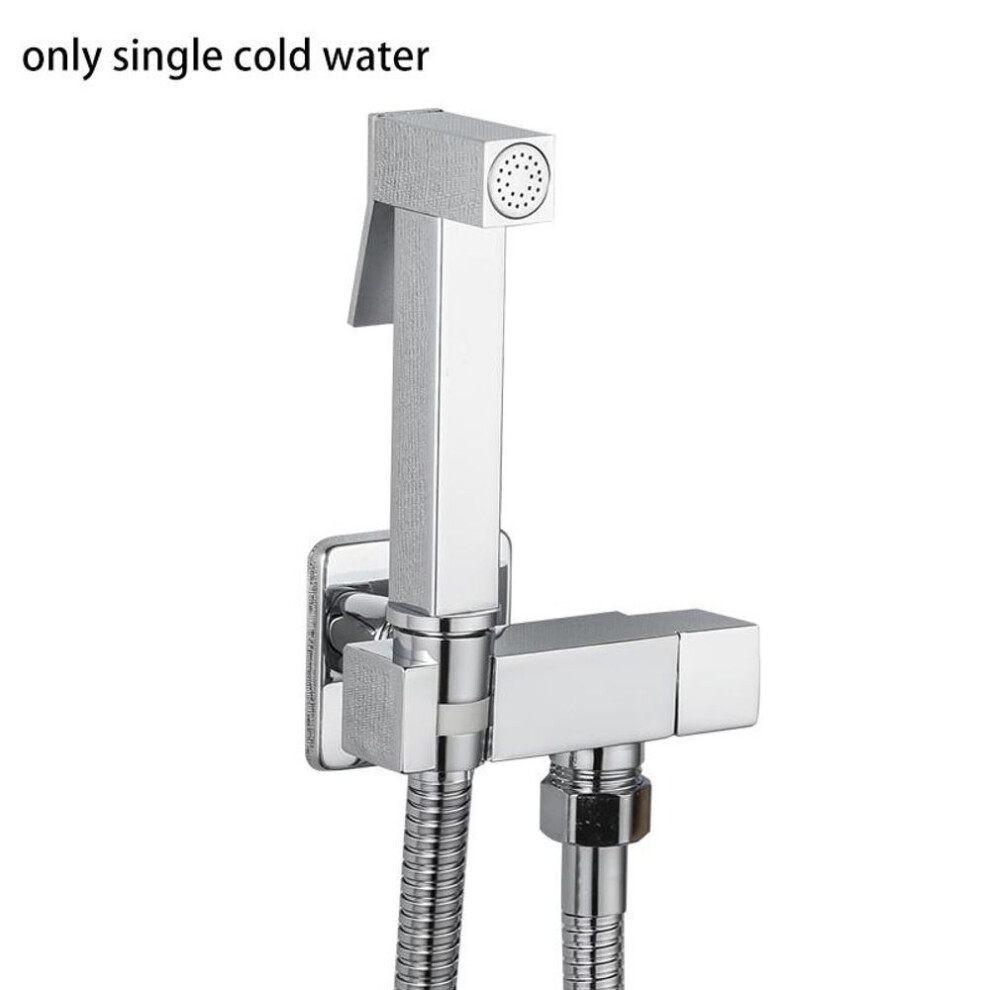 (silver) Brass Bidet Faucet Single Cold Water Tap Handheld Bidet Spray Shower Set Toilet Shattaf Sprayer Douche Hygienic Shower Black
