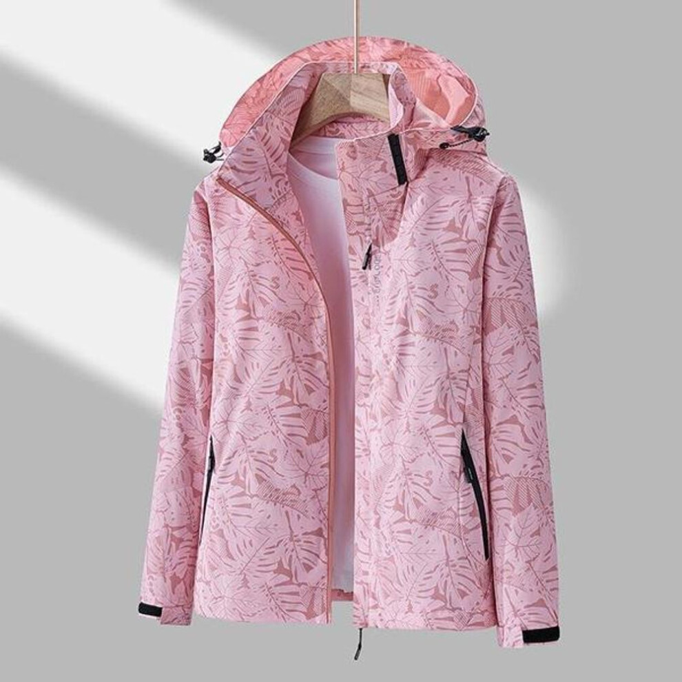 (pink, XL) Jackets for Women Autumn Winter Plus Size Casual Waterproof Thin Lightweight Hooded Coat Zip Windbreaker