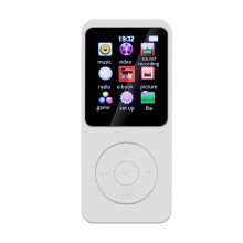 (White) Mini MP3 MP4 Players FM Radio Bluetooth-Compatible 5.4 Stereo Music Player Portable Speaker Support FM TF Card E-Book Voice Recorder Built-in Mic