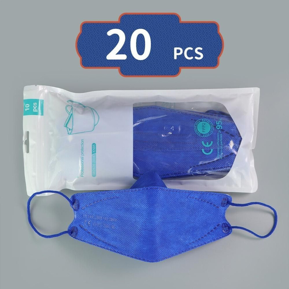 (blue, 20PCS) Fish Shape FFP2 Colorful Face Mask Mascarillas Anti-fog Dust Respirator Breathable  Adult Masks