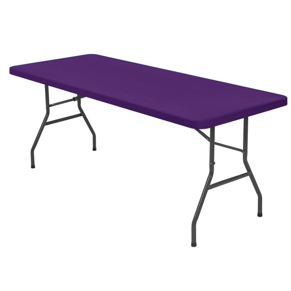 (dark purple, 30*96inch(76x244cm)) 3 Size Elastic Fitted Fabric Rectangle Table Cloth Folding Tables Washable Picnic Camping Indoor & Outdoor Table Slipcover