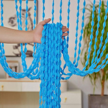 (blue) Door Curtain Beaded String Curtain Tassel Room Divider Home Decor