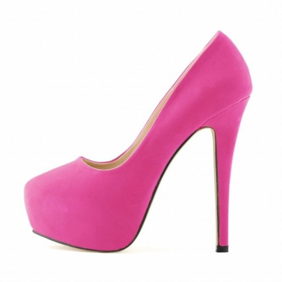 (rose, 38) Women Pumps Sexy 14cm Super High Heels Female Round Toes Platform Pumps Thin Heels Party Dress Red Wedding Shoes