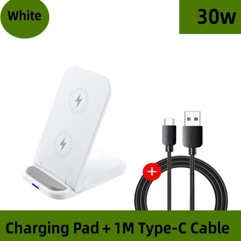 (White) 30W Qi Wireless Charger Stand For iPhone 13 12 11 Pro Max XR Samsung S20 Phone Charger Fast Charging Dock Station Phone Holder