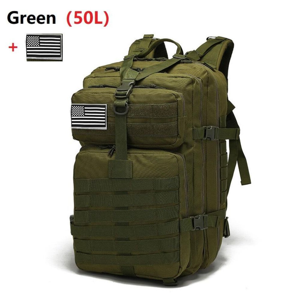 (green, 50L) 25L/50L Waterproof Backpack Outdoor Rucksacks Tactical Sports Camping Hiking Trekking Fishing Hunting Bag