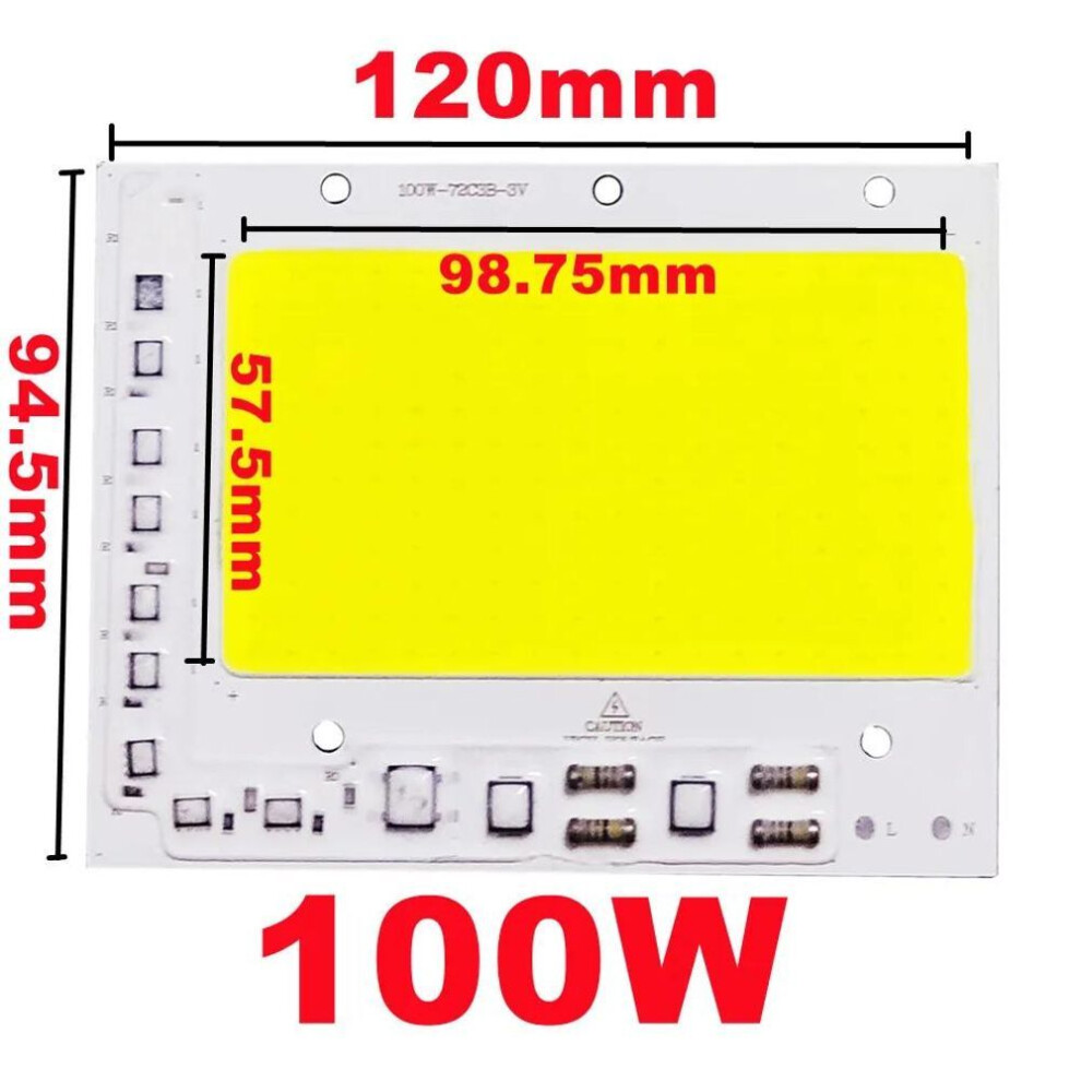 (warm white, 220V 100W) LED COB Chip 50W 100W 150W 200W 200-240V Smart IC No Need Driver LED Lamp for Flood Light Spotlight DIY Lighting Light Source