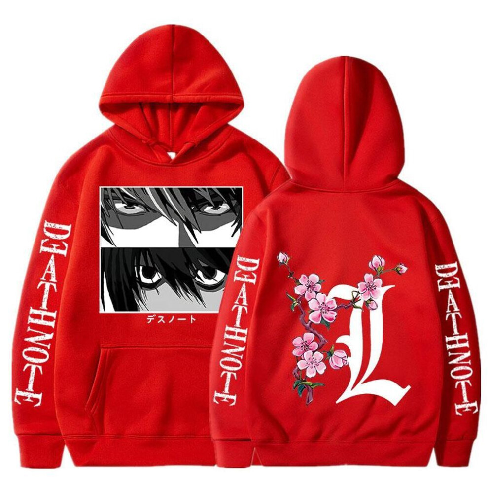 (red, XXXL) Death Note Hoodies Men Women Fashion Funny Japanese Anime Streetwear Harajuku Graphic Yagami Light Eyes Print Sweatshirts Unisex Tops