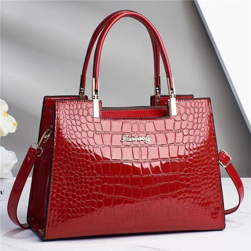 (red, 29x12x21cm) Yogodlns Women Patent Leather Handbag Fashion Satchel Bag Stylish Luxury Design Large Capacity Top Handle Shoulder Crossbody Bags
