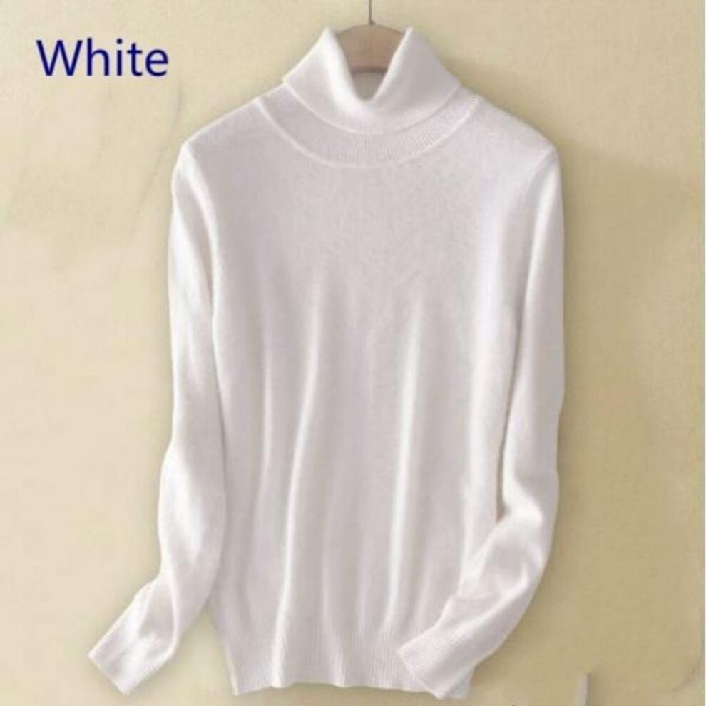 (White, 3XL) Wool Pure Cashmere Sweater  Women's Knitted Turtleneck Cashmere Jumper Pullover Elasticity Pull Femme High Neck Knitting Sweaters Sweater