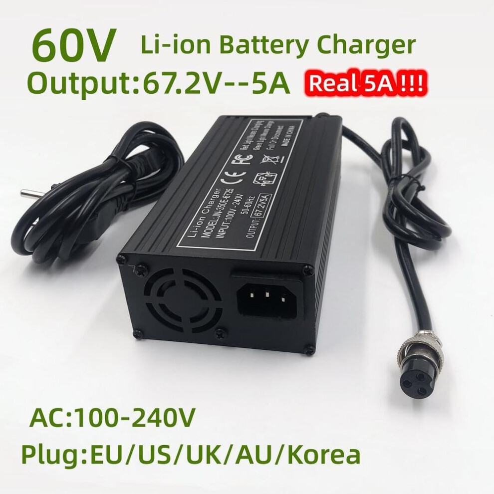 (UK) 60V Fast Charger 67.2V/5A Charger For 16S 60V Electric Bike lithium Battery Charger GX16 Connector Strong Heat Dissipation-image-OPC-PFSF8ZR-NEW
