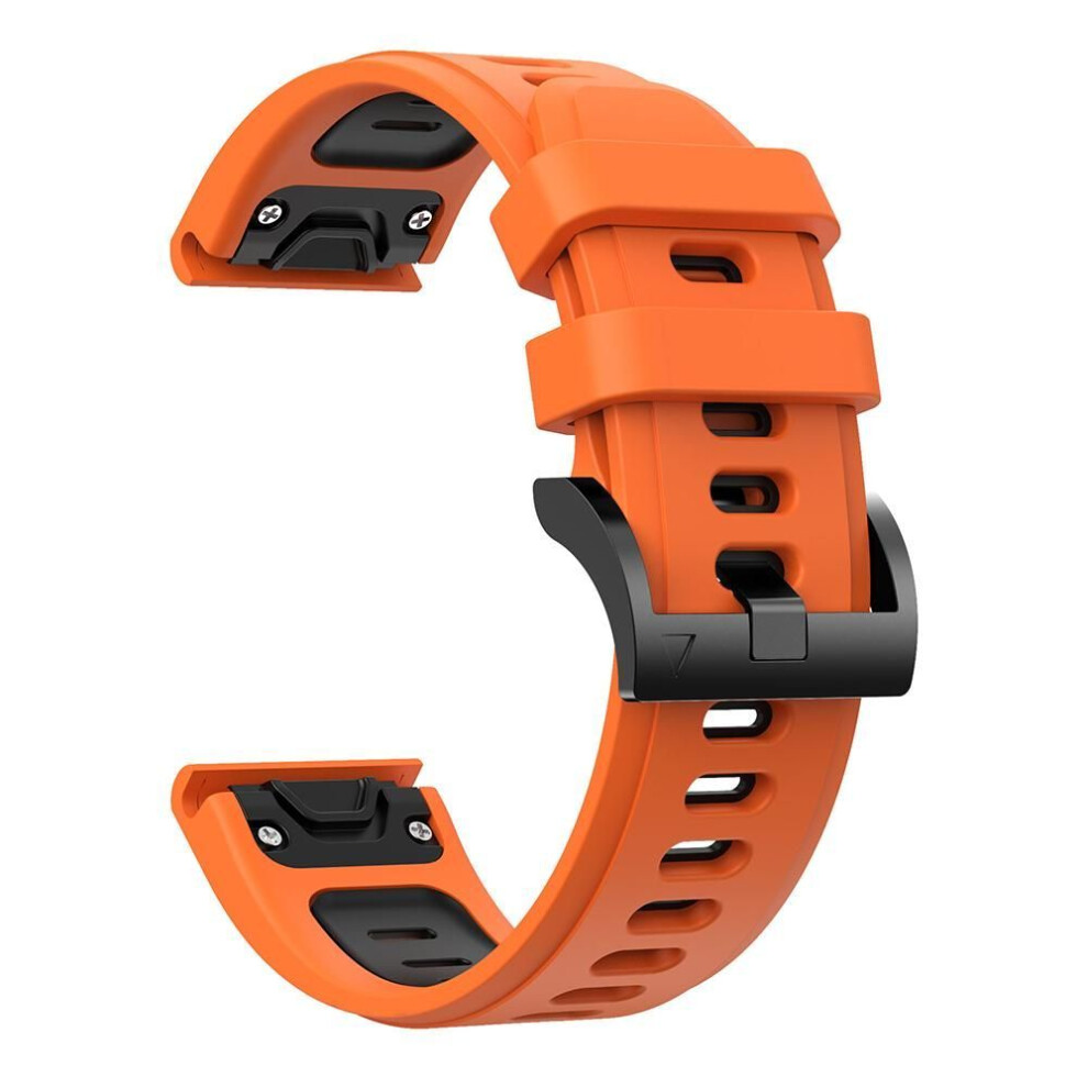 (Orange,Black, 26mm (For Fenix 7X 6X 5X)) 22mm 26mm Silicone Strap For Garmin Fenix 7 7X 6 6X 5 5X Quick Fit Watchband for Garmin Fenix 3/3 HR/3 Sapphire Smart Watch Band