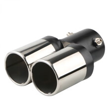 1PCS 2.5" Inlet Decoration Chrome Tail Pipe Car Styling Car Exhaust Trim Muffler Pipe Tail Stainless Steel Curved Double Outlet