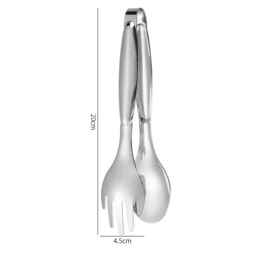 (Silver) Non-Slip Stainless Steel Food Tongs Meat Salad Bread Serving Tongs For Barbecue Kitchen Accessories Cooking Utensils