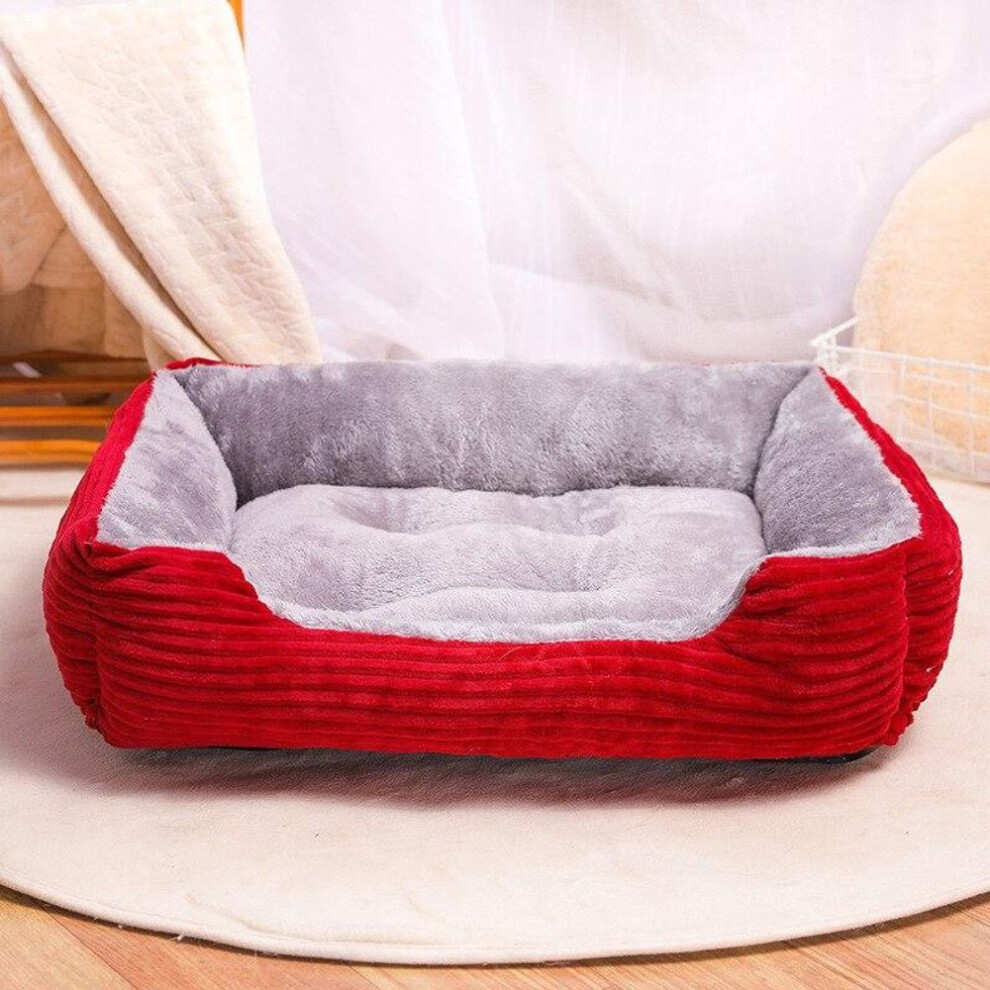 (red, L 70x52cm) Rectangle Dog Bed Sleeping Bag Kennel Cat Puppy Sofa Bed Pet House Winter Warm Beds Cushion