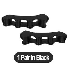 (Black) 1 Pair Silicone Toe Separator Toe Protector 5 Holes Soft Silicone Material For Toe Separation Foot Care Tool