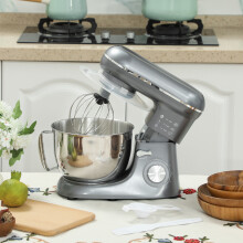 HOMCOM Electric Stand Mixer, 4.5L Food Mixer with Dough Hook, Whisk, Silver