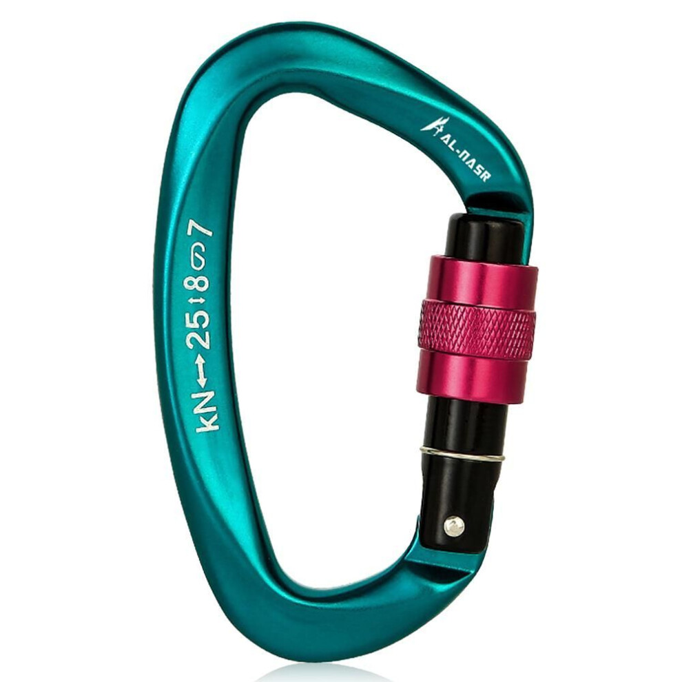 (dark green) 25KN Carabiner Screw Locking Gate Carabiner Heavy Duty D-shape Latch Hook