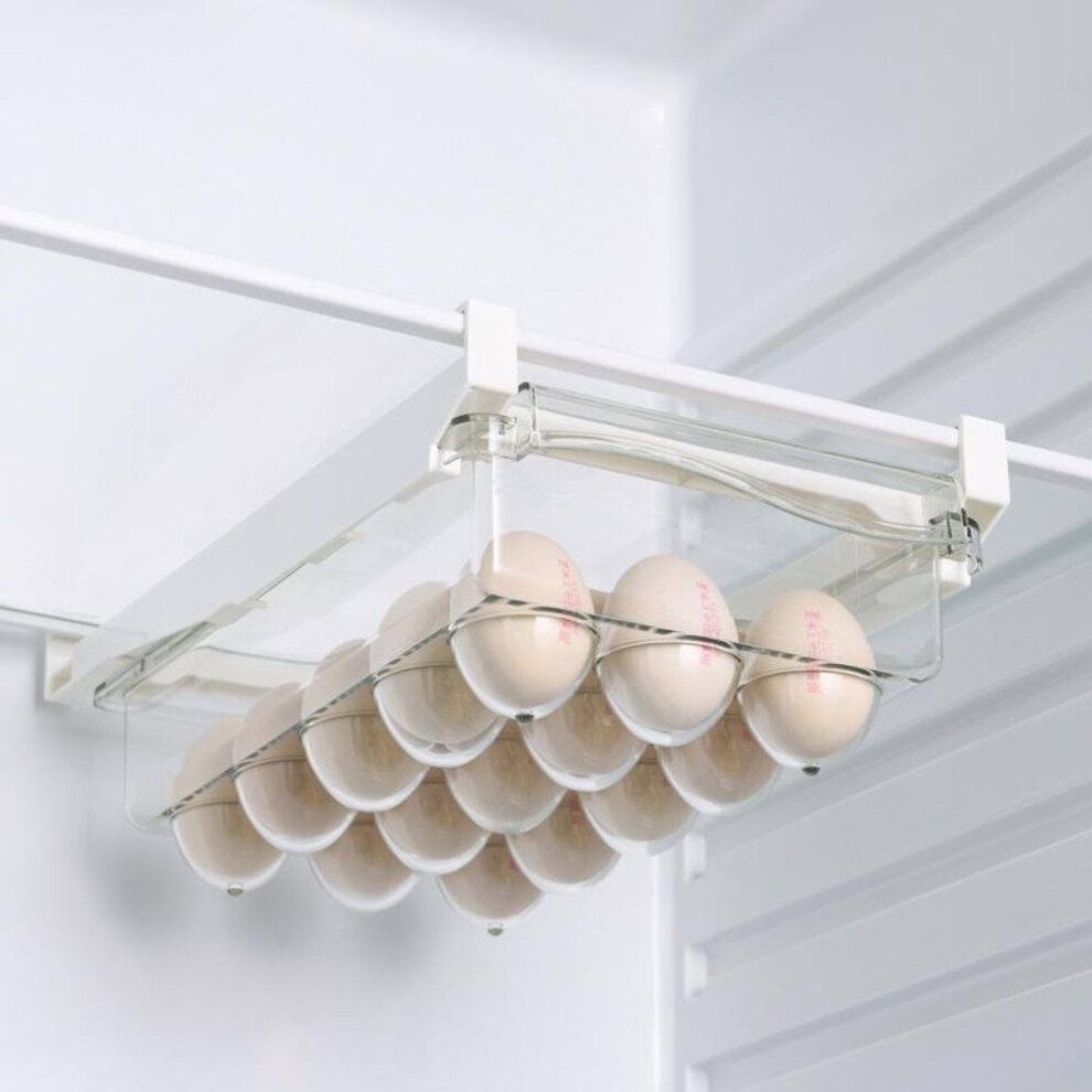 (egg box) Transparent Fridge Organizer Fruit Egg Refrigerator Storage Box Under-shelf Refrigerator Drawer Box Fresh-keep Kitchen Organizer