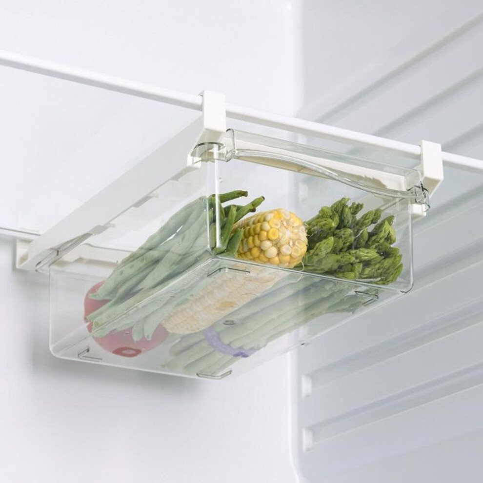 (vegetable box) Transparent Fridge Organizer Fruit Egg Refrigerator Storage Box Under-shelf Refrigerator Drawer Box Fresh-keep Kitchen Organizer
