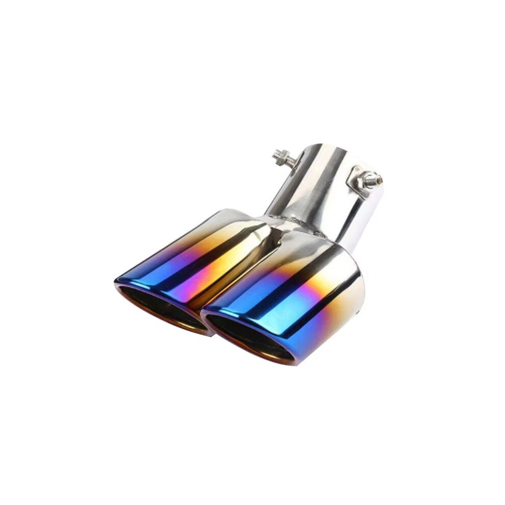 1Pcs 2.5" Inlet Car Auto Exhaust Muffler Tip Stainless Steel Dual Pipe Trim Modified Car Rear Tail Throat Liner For Most Cars 6931861452315