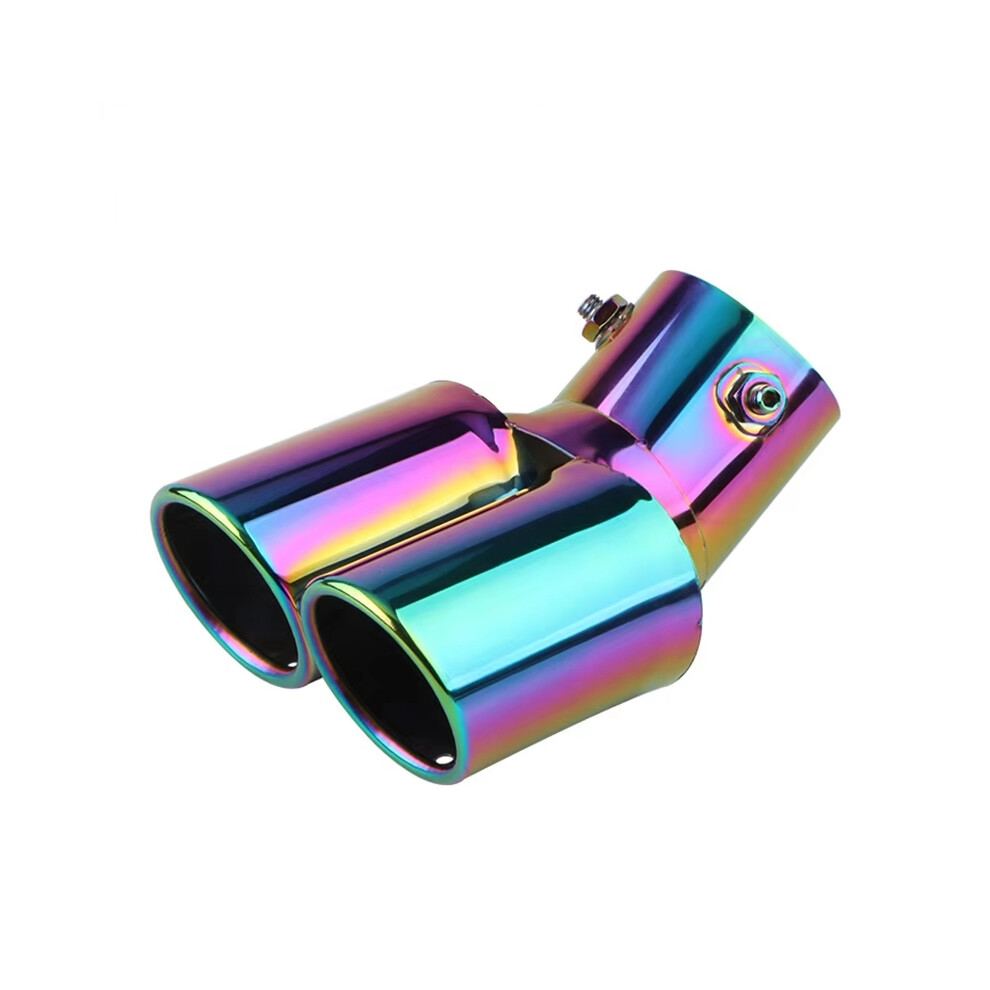 1Pcs 2.5" Inlet Car Auto Exhaust Muffler Tip Stainless Steel Dual Pipe Trim Modified Car Rear Tail Throat Liner For Most Cars 6901947002970
