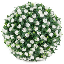 (white) 1PC Artifical Plant Ball 20cm Artificial Flower Ball Faux Flowers with Eucalyptus Decorative Balls for Backyard Balcony Garden Wedding and Home Decor