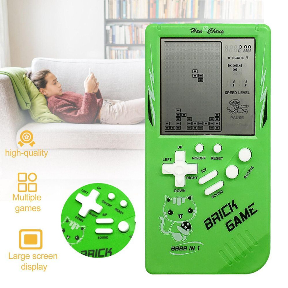 Misuli (Green) 3.5 Inches Large Screen Brick Game Hand Held Classic Nostalgic Decompression Toy Green