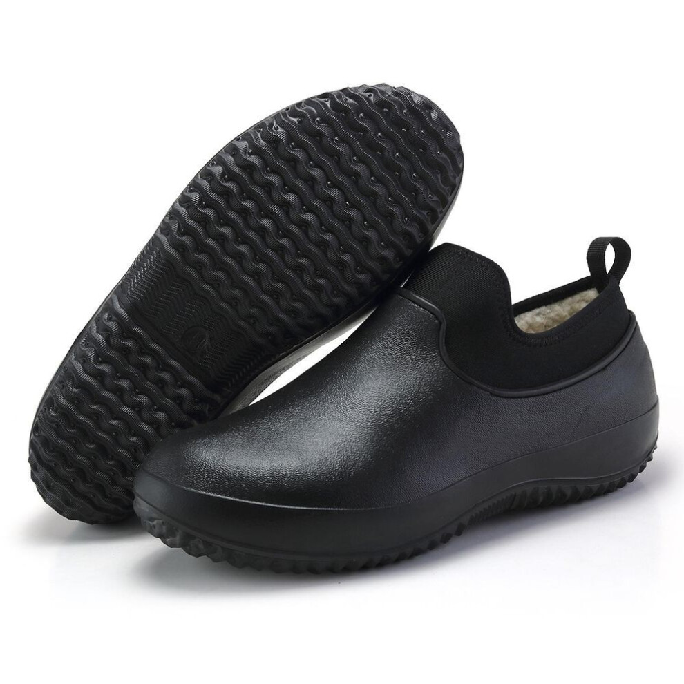 (black, 46) Winter Warm Men Chef Shoes Women Work Cook Cotton Shoes Waterproof Oil-proof Kitchen Shoes Hotel Restaurant Non-slip Safety Footwear Water Shoes