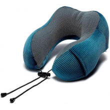 Travel Neck Pillow,Portable Car Airplane Travel Memory Foam U-Shaped Pillow Office Nap Foldable Men and Women Neck Pillow-Navy Blue
